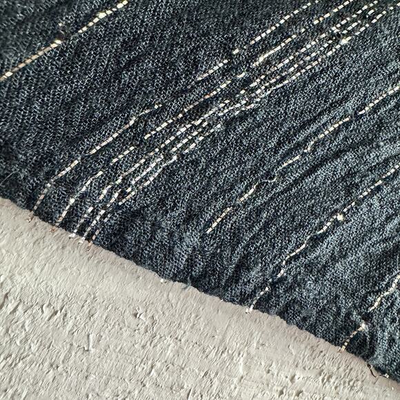 Vintage Boho Celestial Goth Long Skirt XL Black Gold Metallic Tinsel Cottage - Picture 3 of 12